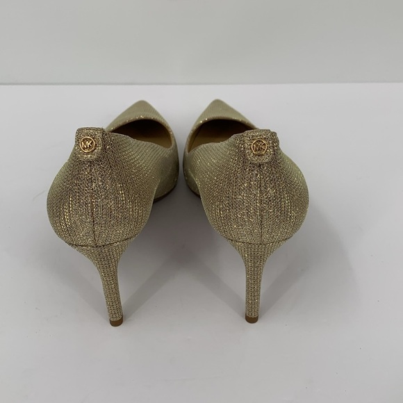 Michael Kors Alina flex pump shoe heel gold glitter chain mesh metallic new 9.5 - Picture 6 of 8